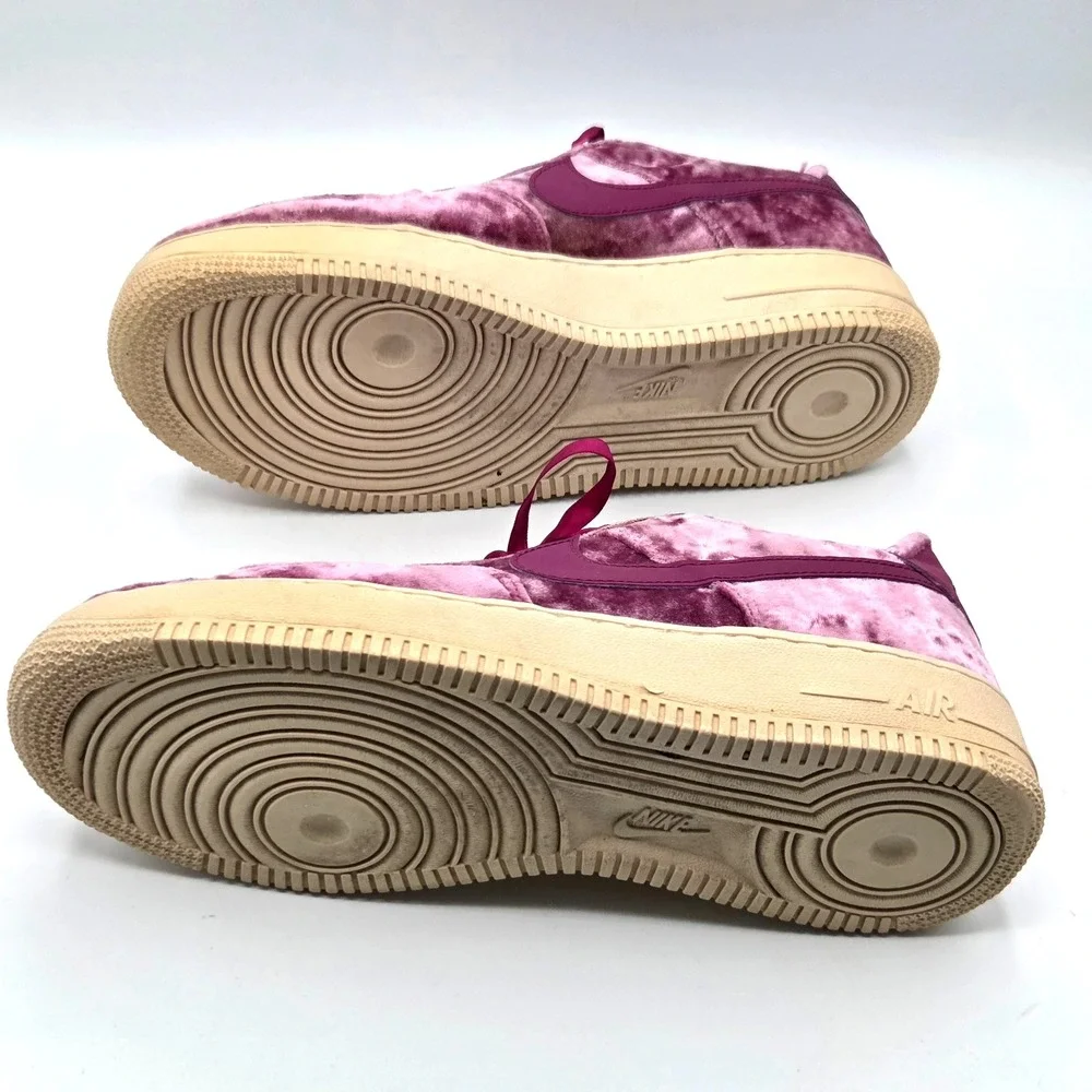 Nike Air Force 1 LV8 Tea Berry Velvet Bordeaux Velour‎ 849345-601 Size 7Y
